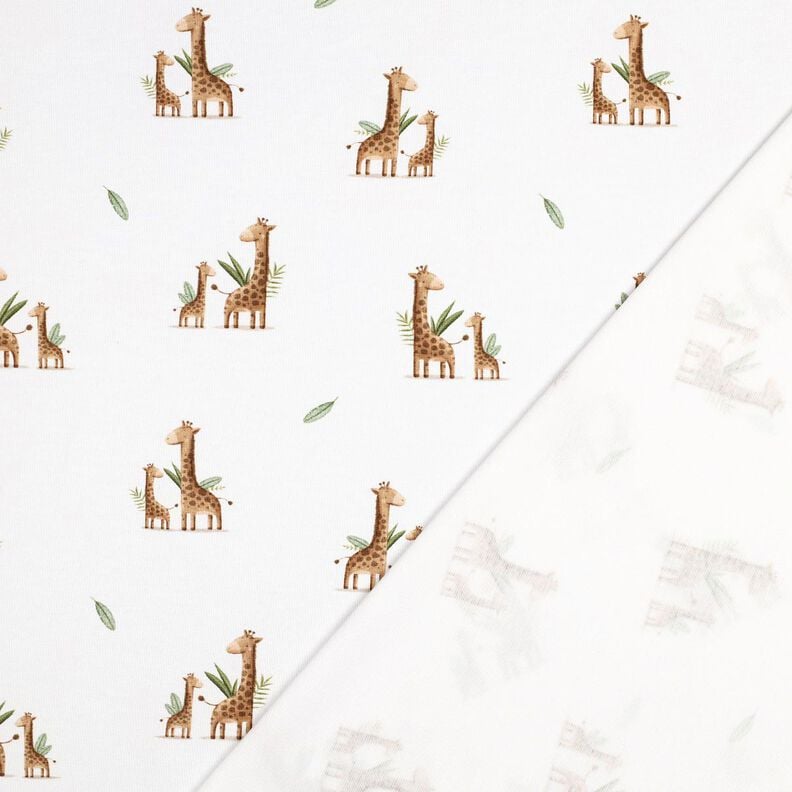 GOTS Bavlněný žerzej Žirafí rodinka digitální potisk | Poppy Fabrics – bílá/světle hnědá,  image number 3
