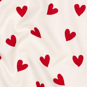 Bavlněný flanel Srdíčka | Poppy Fabrics – slonová kost/karmínově červená,  Bavlněný flanel Srdíčka | Poppy Fabrics – slonová kost/karmínově červená,