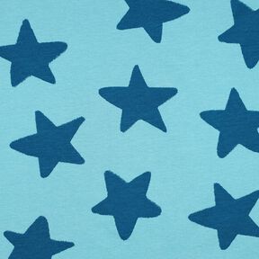 Hebká teplákovina Hvězdy | Poppy Fabrics – brilantní modrá/oceánská modrá, 