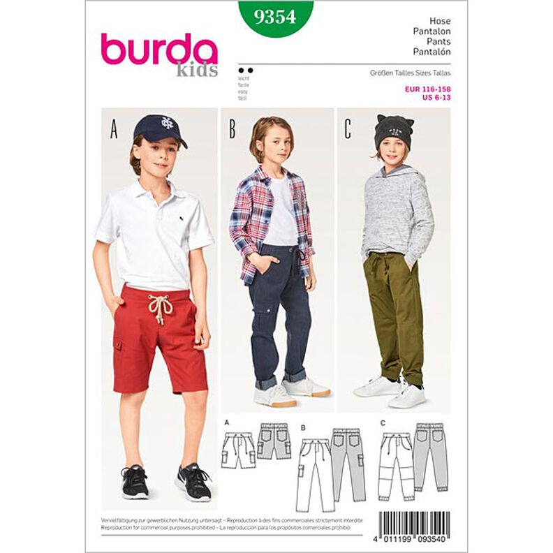 Dětské kalhoty | šortky, Burda 9354 | 116 - 158,  image number 1