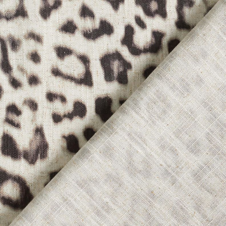 Směs vizkózy a lnu Digitální tisk potisk leoparda – mandlová/černá,  image number 4