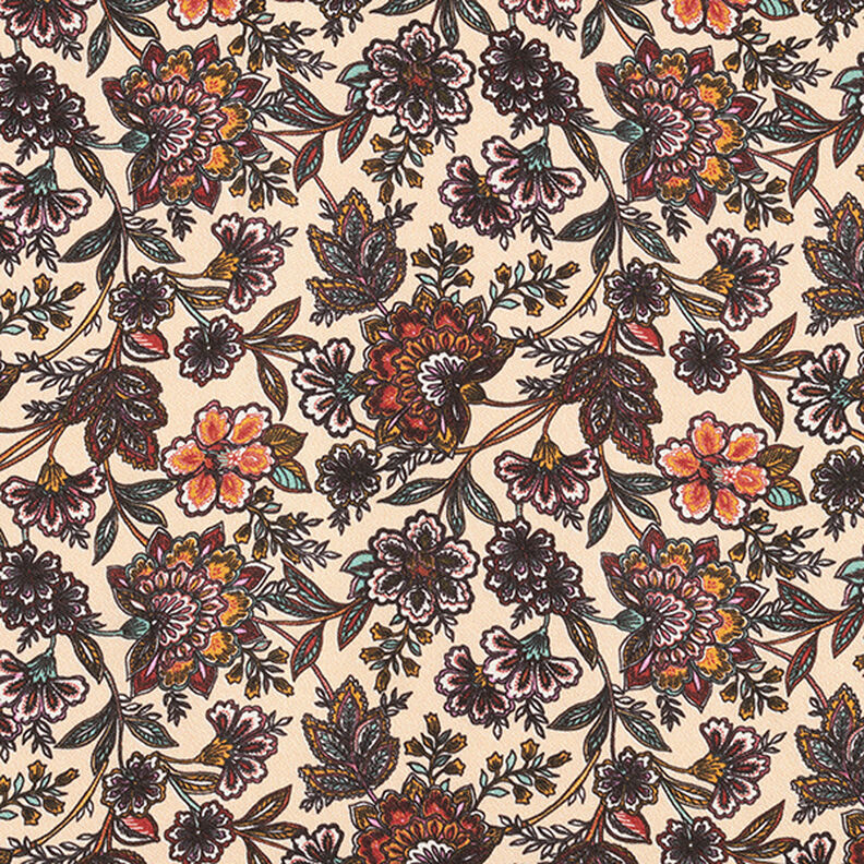 Viskózový satén paisley květiny – cashew (béžová), image number 1