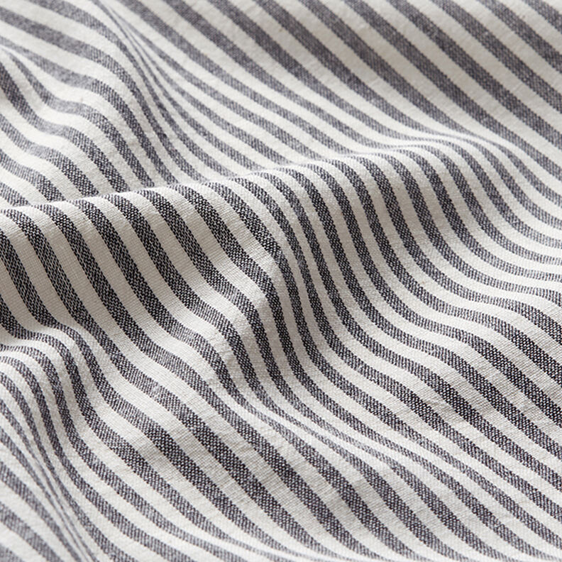 Směs bavlny a viskózy proužky – černá/vlněná bílá,  image number 2