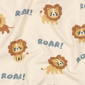 Bavlněný žerzej Lev | Poppy Fabrics – světle béžová/srnčí hnědá,  Bavlněný žerzej Lev | Poppy Fabrics – světle béžová/srnčí hnědá,