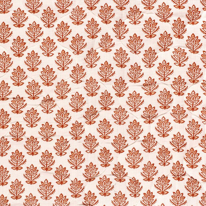 Prošívaná látka Mušelín Vinná réva a květiny – hnědá/noční modrá,  image number 3