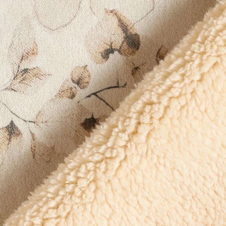 Stretchový velur s podšívkou ze sherpy, jemné květiny | Katia Fabrics – přírodni, image number 5