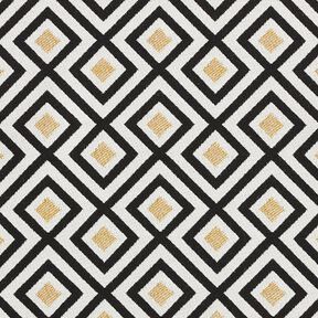 Dekorační látka Žakár Kosočtverce ve stylu Art Deco – vlněná bílá/zlatá, 