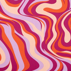 Bavlněný satén Retro vlny | Poppy Fabrics – purpurová/oranžová, 