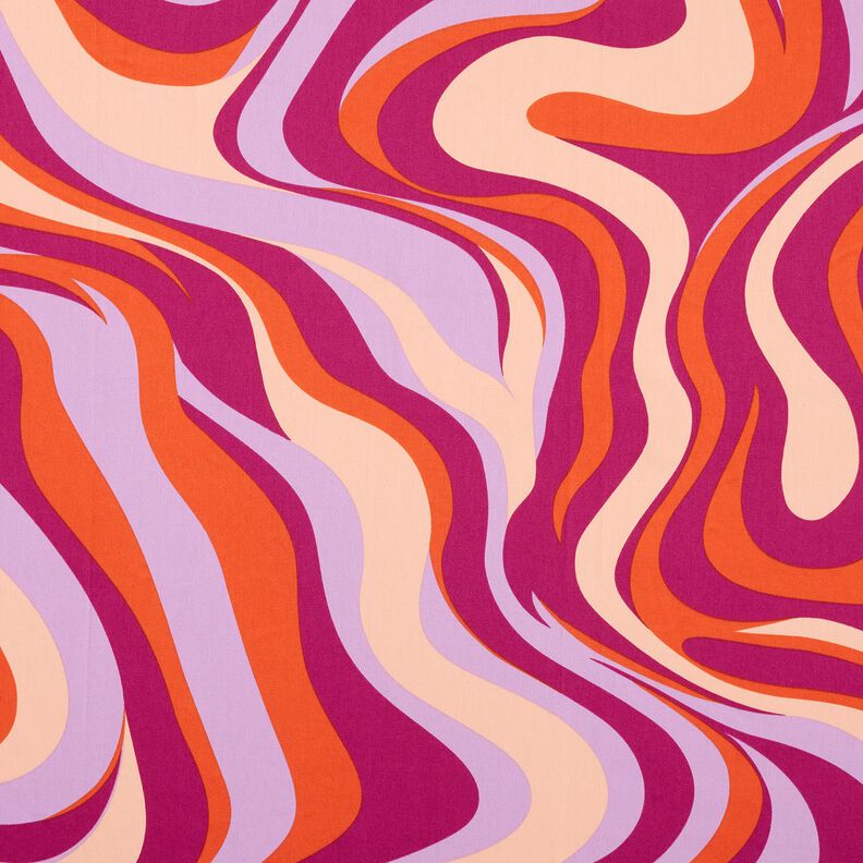 Bavlněný satén Retro vlny | Poppy Fabrics – purpurová/oranžová,  image number 1