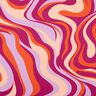 Bavlněný satén Retro vlny | Poppy Fabrics – purpurová/oranžová,  thumbnail number 1