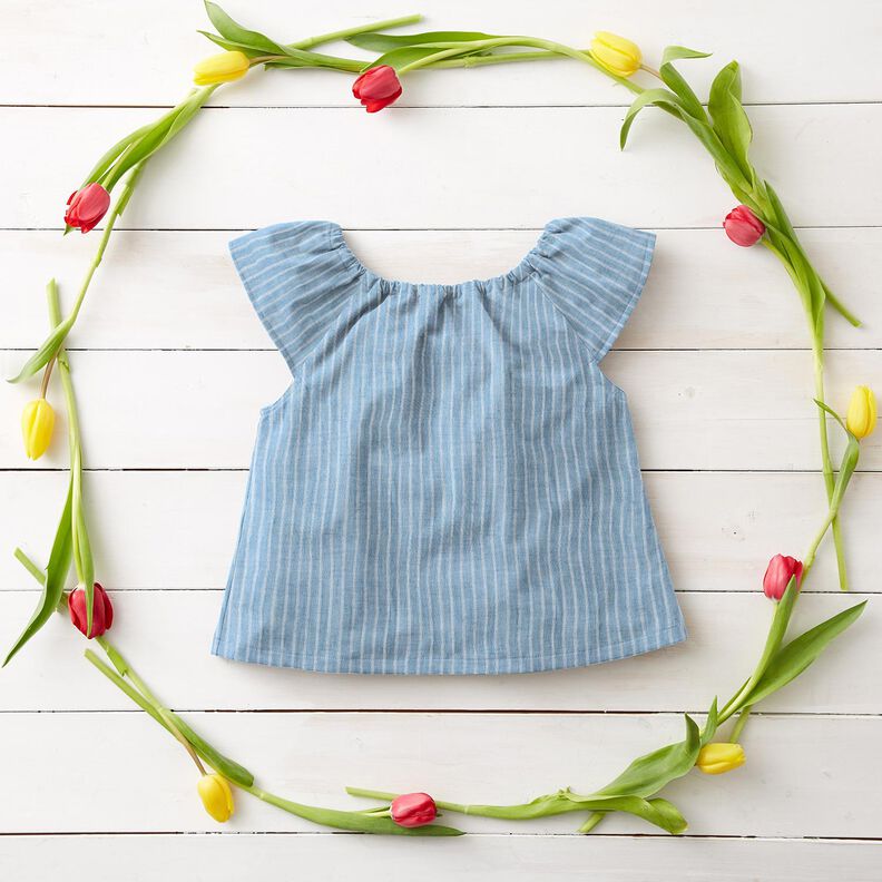 Mušelín / dvojitá mačkaná tkanina barevné pruhy příze | Poppy Fabrics – brilantní modrá/bílá,  image number 6