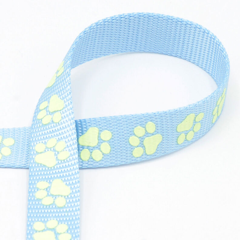Reflexní tkaná páska Vodítko pro psa Tlapky [20 mm] – světle modra,  image number 1