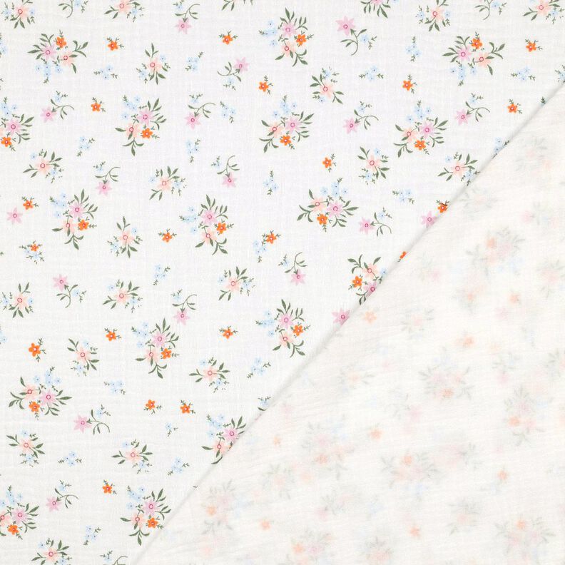 GOTS Mušelín / dvojitá mačkaná tkanina Roztomilé kytičky  | Poppy Fabrics – slonová kost/oranžová,  image number 4