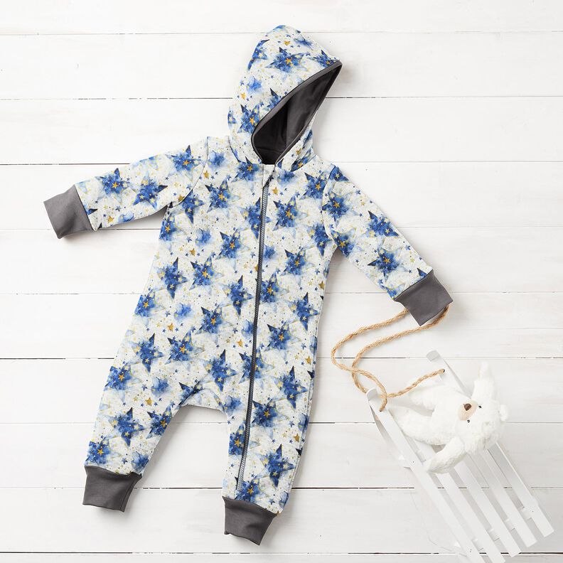 Alpenfleece Akvarelové hvězdy – přírodni/indigová,  image number 6