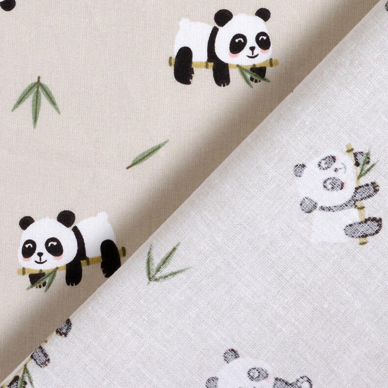 Bavlněná látka Kreton Roztomilý panda medvěd – přírodni, image number 4