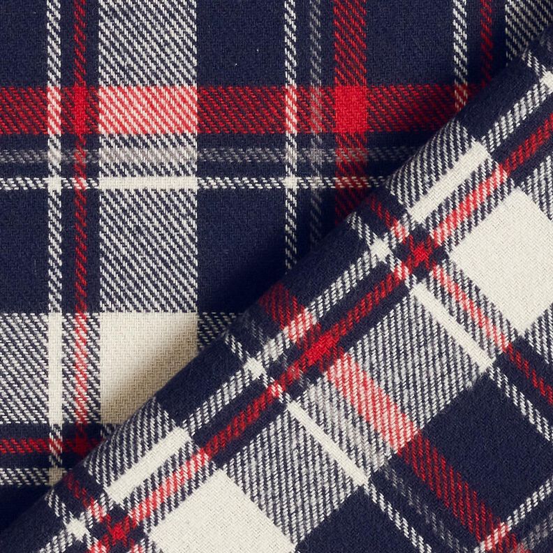 Bavlněný flanel Kostka – černomodrá/karmínově červená, image number 4