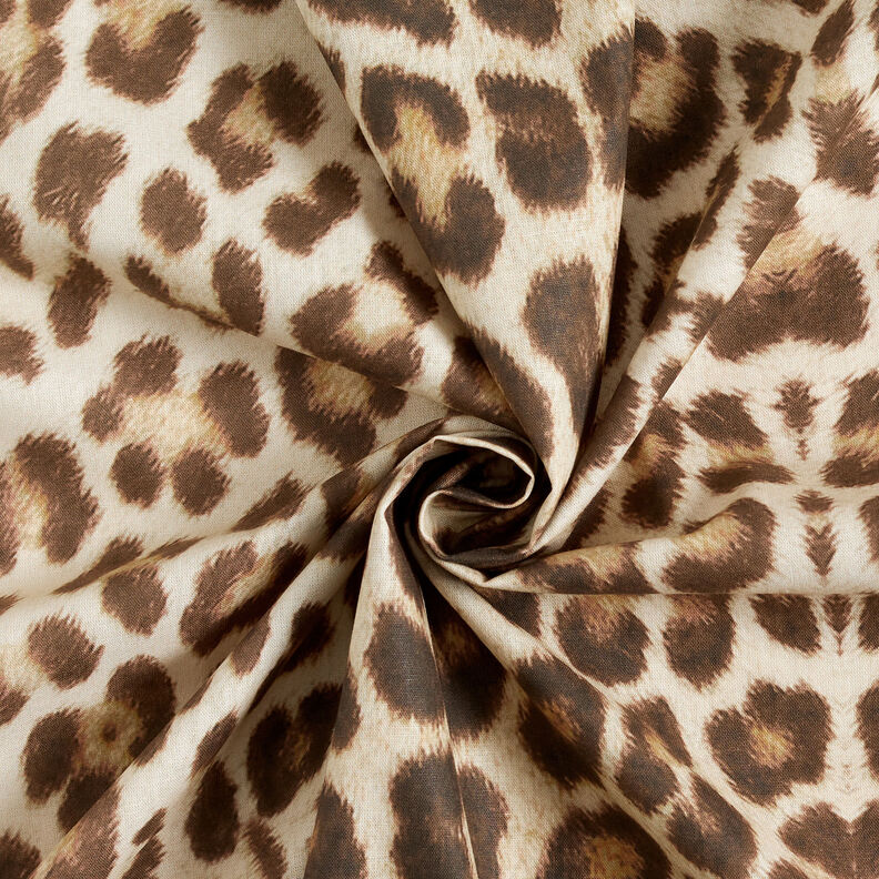 GOTS Bavlněný batist Leopardí vzor | TCC x LOOKS by Wolfgang Joop – světle béžová/tmavě hnědá,  image number 4