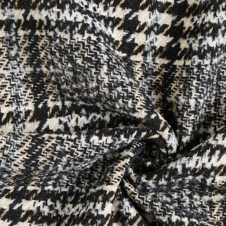 Kabátová tkanina Glenček – vlněná bílá/černá,  image number 3