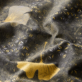 Bavlněný kreton Ginkgo – hořčicove žlutá, 