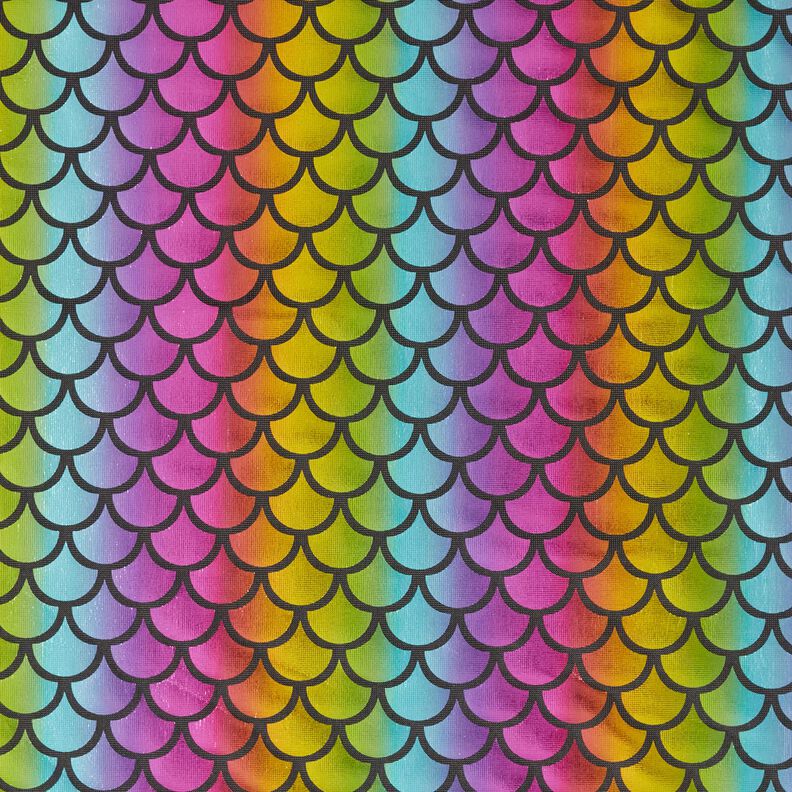 Fóliový žerzej Duhové šupiny mořské panny – černá/mix barev,  image number 1