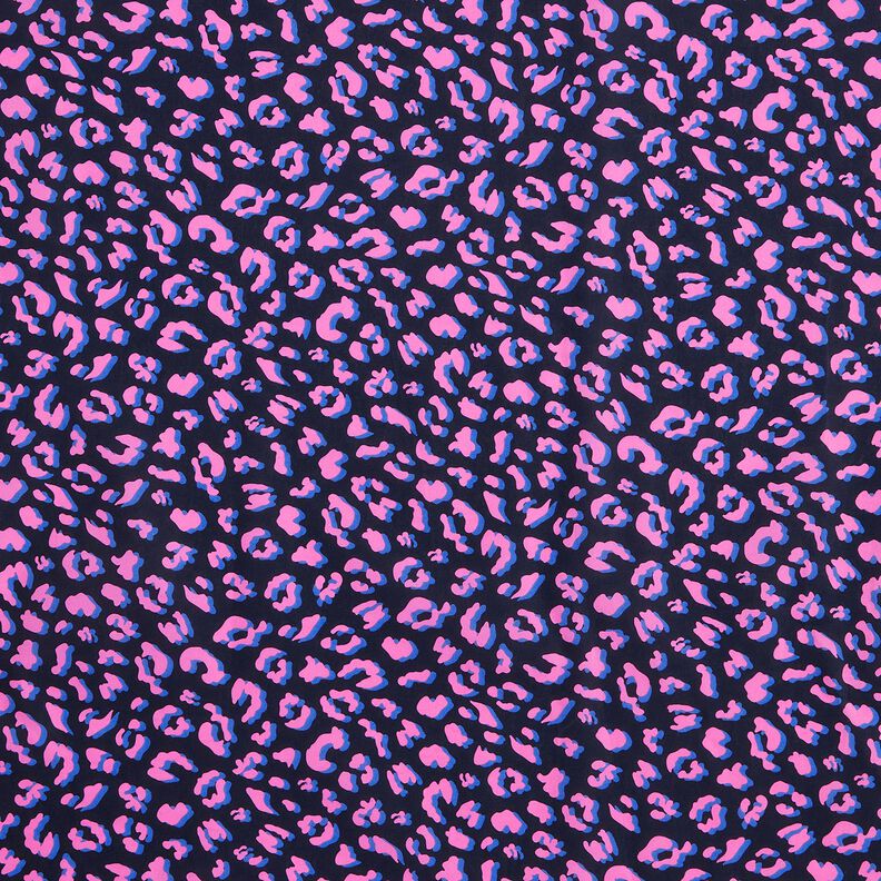 Povrstvená bavlna Abstraktní Leopardí vzor | Poppy Fabrics – noční modrá/pink, image number 1