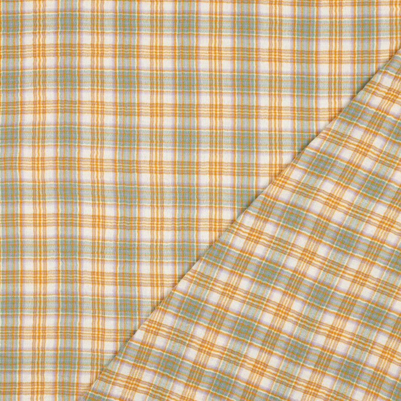 Mušelín / dvojitá mačkaná tkanina Károvaná | Poppy Fabrics – kari žlutá/šalvějová,  image number 4