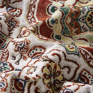 Dekorační látka Gobelín Orientální mandala – karmínově červená/slonová kost, 
