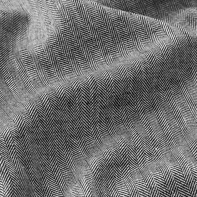Směs lnu a bavlny se vzorem rybí kost – černá,  image number 2