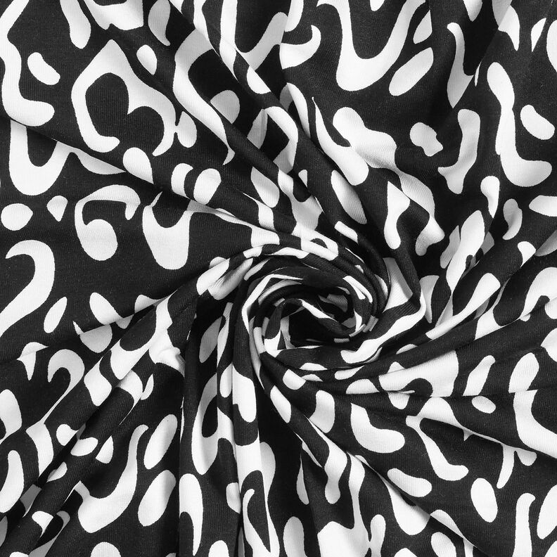 Viskózový žerzej abstraktní leopardí vzor – černá/bílá, image number 4