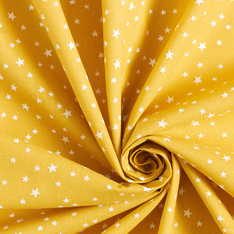 Bavlněný popelín Nepravidelné hvězdy – hořčicove žlutá,  image number 3