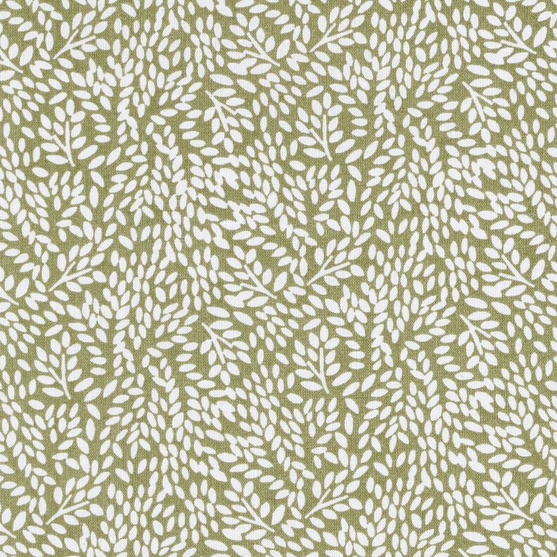Bavlněná látka Kreton Mini listy – světle khaki/bílá,  image number 1