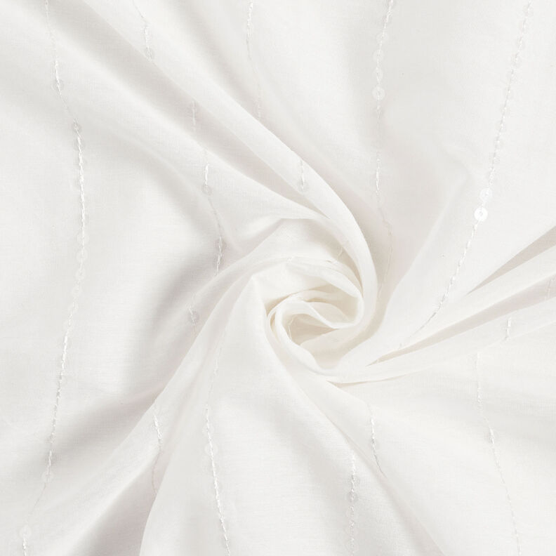 Voálová směs bavlny a hedvábí s flitry – bílá,  image number 4