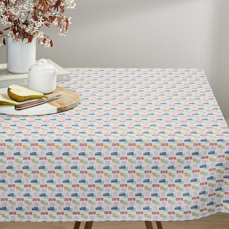 Bavlněná látka Kreton Šrafované tvary – stříbrně šedá/pastelově fialová,  image number 8