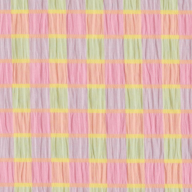Seersucker barevné kostky – světle růžová/citrónově žlutá,  image number 1