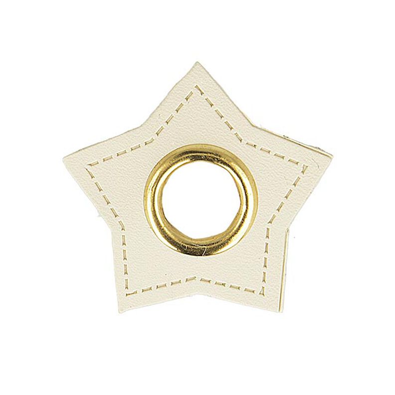 Nášivka s očkem koženková hvězda  [ 4 ks ] – vlněná bílá,  image number 1