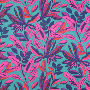 Bavlněný satén Lush Leaves | Nerida Hansen – tyrkysová/purpurová, 