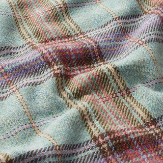 Kabátová tkanina vlněná směs károvaný vzor – eukalyptová, 
