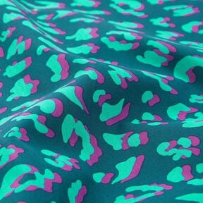 Povrstvená bavlna Abstraktní Leopardí vzor | Poppy Fabrics – petrolejová/světle fialova, 