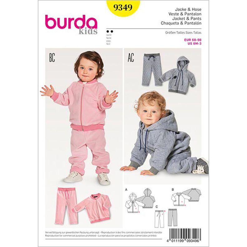 Bundička pro miminka | bluzon | kalhotky, Burda 9349 | 68 - 98,  image number 1