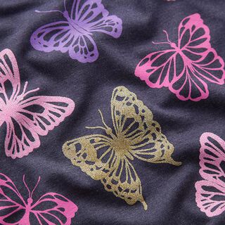 Bavlněný žerzej třpytiví motýli – černomodrá, 