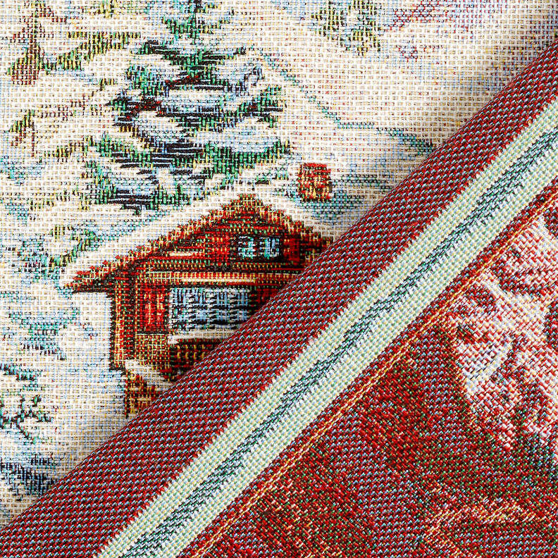 Dekorační panel Gobelín Sněhulák – karmínově červená/světle béžová, image number 4