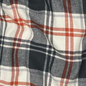 Bavlněný flanel Kostka s rybím vzorem – černomodrá/kremová,  Bavlněný flanel Kostka s rybím vzorem – černomodrá/kremová,