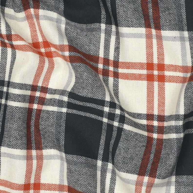 Bavlněný flanel Kostka s rybím vzorem – černomodrá/kremová,  image number 2