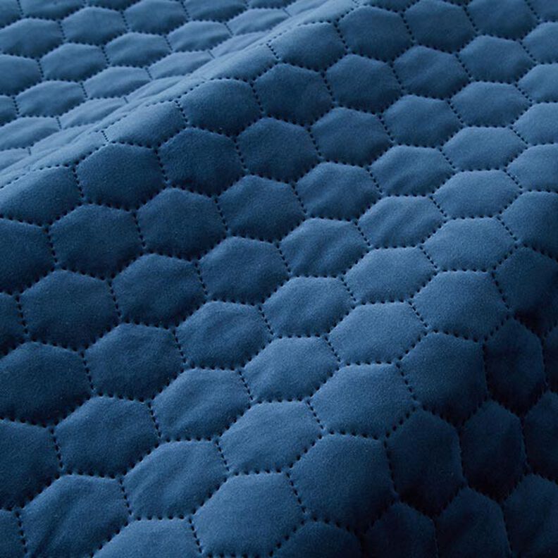Čalounická látka prošívaný samet s plástvovým vzorem – namornicka modr,  image number 2
