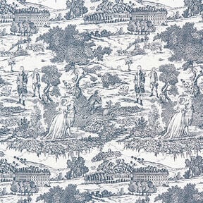 Dekorační látka polopanama Toile de Jour – namornicka modr/vlněná bílá, 