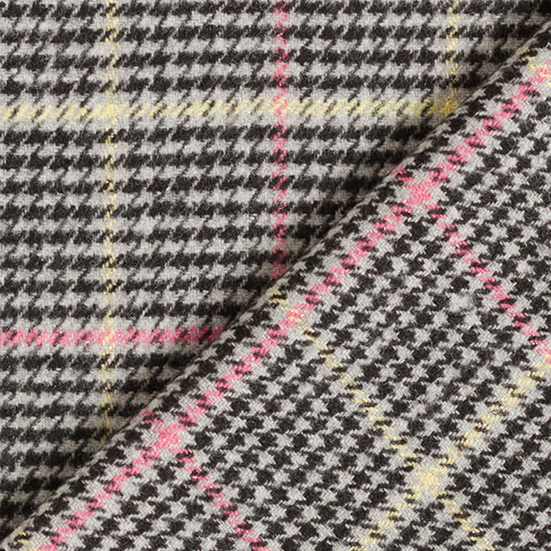 Kabátová tkanina Houndstooth kostkovaná s třpytivým efektem – šedá/černá, image number 4