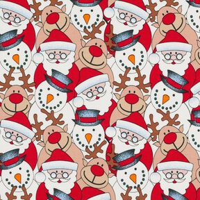 Francouzské froté letní teplákovina Sob, Santa Claus a sněhulák – vlněná bílá, 