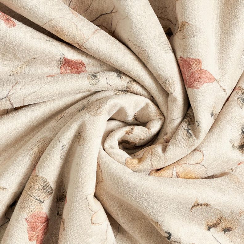 Stretchový velur s podšívkou ze sherpy, jemné květiny | Katia Fabrics – přírodni, image number 4