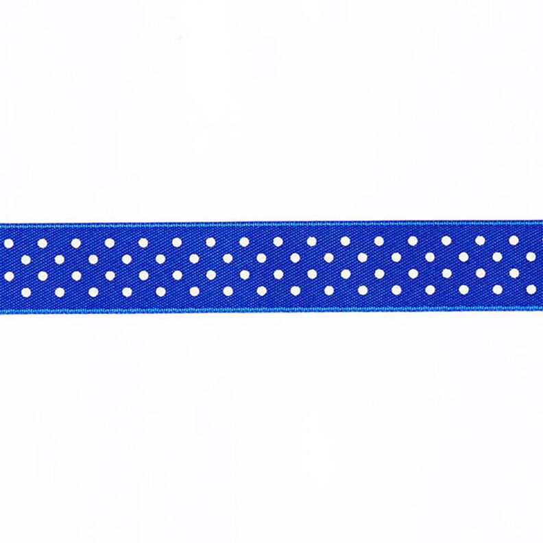 Saténová stuha Puntíky - královská modrá/bílá,  image number 1