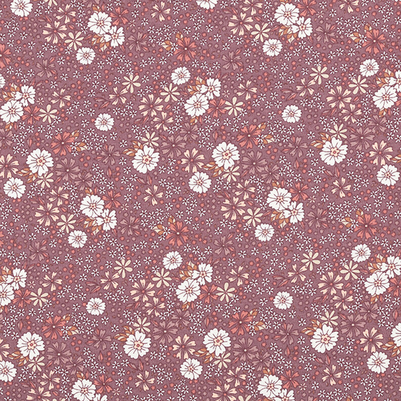 Bavlněný žerzej Květinová louka – tmavě starorůžová,  image number 1